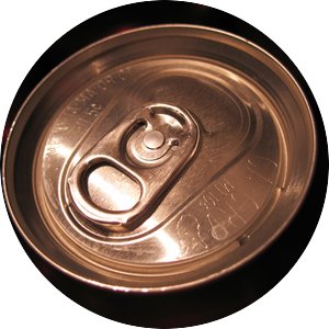An isolated beverage can top close up