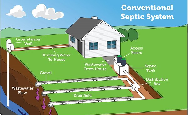 Illustration of a conventional septic system