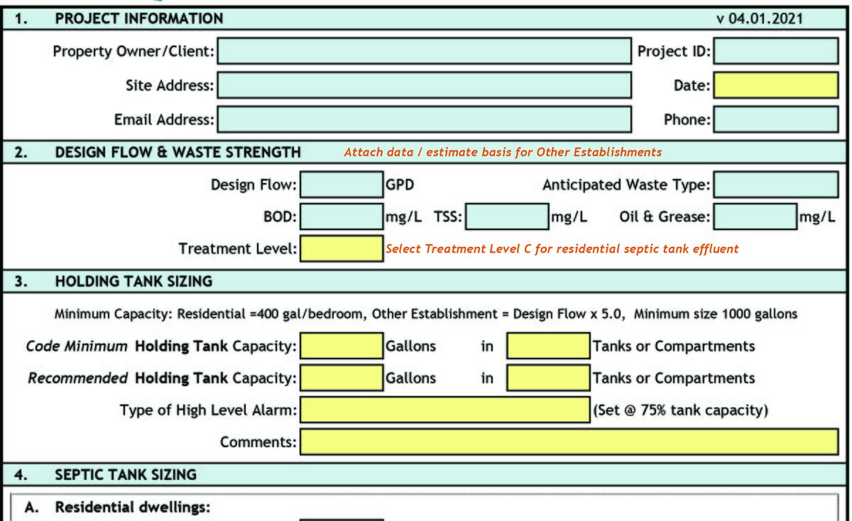 Screenshot of project form